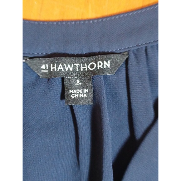 41 Hawthorn Blouse‎ S Navy Sheer Lined Flowy Romantic Chic Boho Lightweight Top - Picture 2 of 9